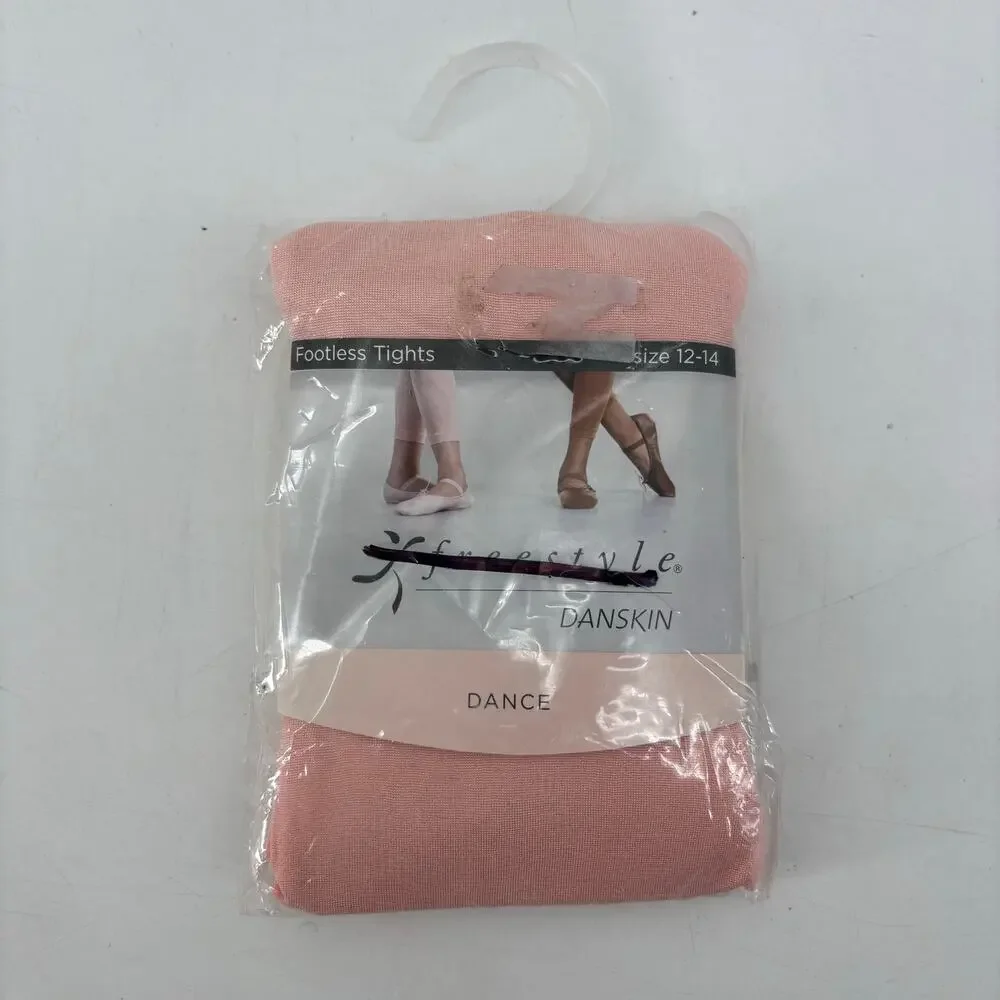 Freestyle Danskin Girls Sz 12-14 Pink Footless Tights Dance Ballet